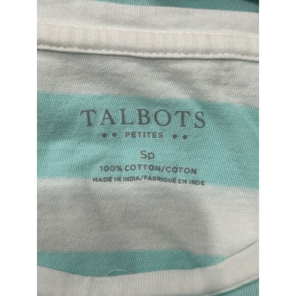 Talbots Striped Lemon Embellished Short Sleeve Tee Blue White Sz Small Petite - Picture 5 of 9